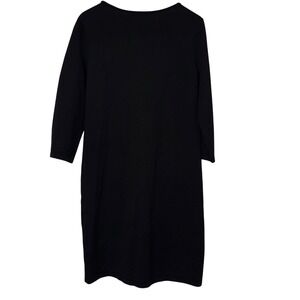 Nine West Women's XL Black Red Damask Knit 3/4 Sleeve Sheath Sweater Dress